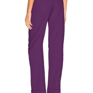 Women's High Waist Lightweight Solid Long Pants Elegant Office Trousers P5324SL CDS Purple M