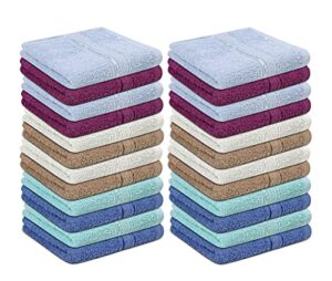 toalla 100% cotton washcloths 24 pack|soft washcloth for face|washcloth bulk pack|washcloth for body and face|highly absorbent|fingertip towel|washcloth for bath room|12 x 12 in|assorted