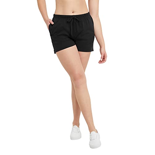 Hanes Originals, Cotton Jersey, Adjustable Shorts for Women, 2.5", Black