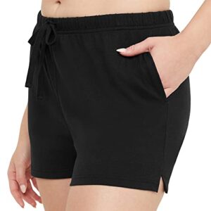 Hanes Originals, Cotton Jersey, Adjustable Shorts for Women, 2.5", Black