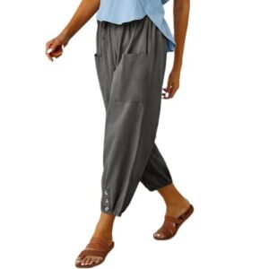 womens casual capri pants elastic waist drawstring summer lounge baggy trousers cinch bottom lantern ankle pants with pockets