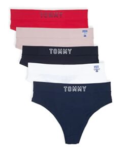 tommy hilfiger women's thong, 5-pack, sc/bw/blk/bb/tr