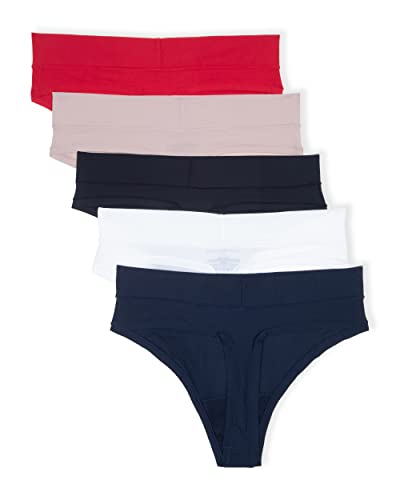 Tommy Hilfiger Women's Thong, 5-Pack, SC/BW/BLK/BB/TR