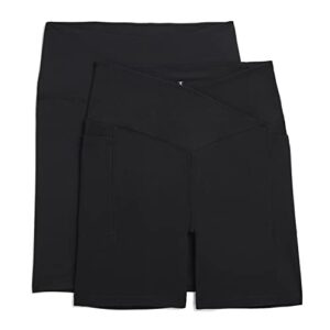 danskin women's 2 pack bike shorts 7" and 9", black/black, large
