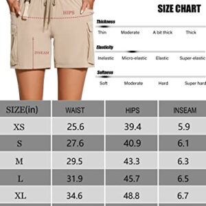 ZUTY Women's 6" Hiking Cargo Shorts Quick Dry Water Resistant Lightweight with Zipper Pockets UPF 50+ for Women Golf Athletic Black L