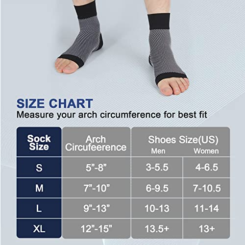 Lxlu Plantar Fasciitis Compression Socks (3 pairs) Arch Support Foot Pain Relief Ankle Brace Night Splint for All Day Wear Provide Increase Blood Circulation Suitable for Men & Women (Black, X-Large)