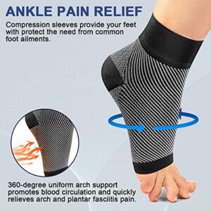 Lxlu Plantar Fasciitis Compression Socks (3 pairs) Arch Support Foot Pain Relief Ankle Brace Night Splint for All Day Wear Provide Increase Blood Circulation Suitable for Men & Women (Black, X-Large)