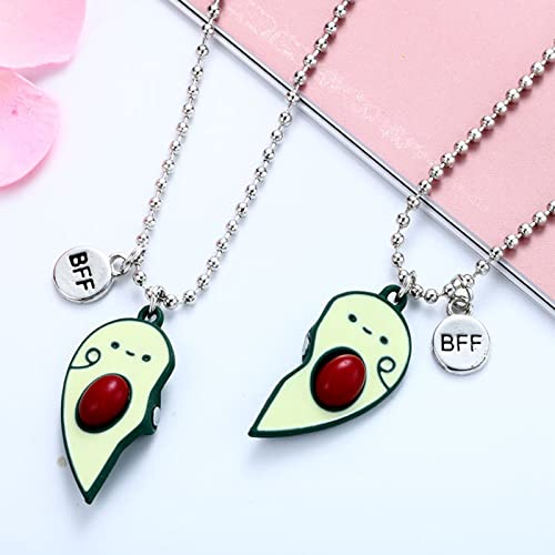 2-3Pcs Cute Magnetic Half Broken Heart Koala Panda Engraved BFF Pendant Best Friend Necklace for Women Girl Men Boy Lovely Love Heart Necklace Friendship Couple Forever Jewelry-avocado