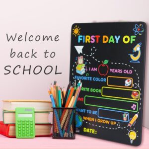 First & Last Day of School Board Sign, 14x11 Inch Back to School Chalkboard Sign Reusable - 1st and Last Day of Kindergarten Grade Preschool Sign, Double-Sided Back to School Supplies for Kids