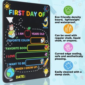 First & Last Day of School Board Sign, 14x11 Inch Back to School Chalkboard Sign Reusable - 1st and Last Day of Kindergarten Grade Preschool Sign, Double-Sided Back to School Supplies for Kids