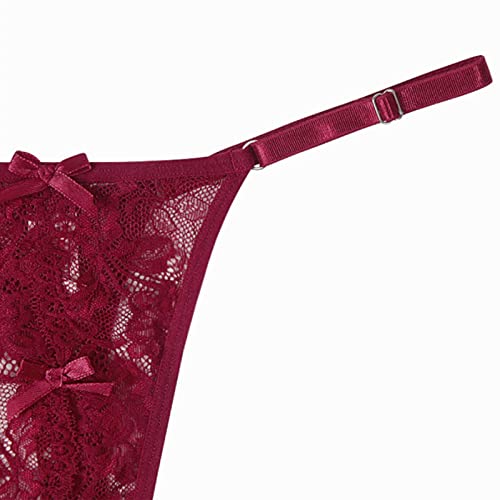 Banamic Women G-String Thongs Panties T Back Low Waist Seamless underwear sexy Wine Red
