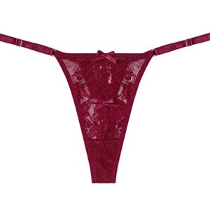 Banamic Women G-String Thongs Panties T Back Low Waist Seamless underwear sexy Wine Red