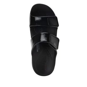 Alegria Womens Orbyt Black Gloss Double Strap Lightweight Recovery Slide Comfort Sandal 8-8.5 M US