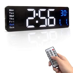 ashionee wall clock, digital wall clock, 16.2 in large digital wall clock, led digital wall clock with remote control for living room decor