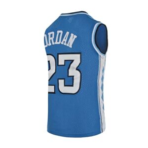 classic men‘s jersey north carolina#23 basketball jersey sewn blue/white/black basketball shirt s-xxl (blue, m)