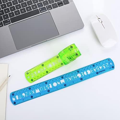 Prasacco 2 Pieces Color Flexible Rulers, 12 Inch Soft Bendable Plastic Transparent Rulers, Clear Straight Ruler with Inches Transparent Shatterproof Straight Ruler for School Classroom House Office