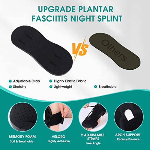 Vsehipl Plantar Fasciitis Night Splint,2 Pack 2023 NEW Upgraded Night Splint Adjustable Elastic Dorsal for Women & Men,Plantar Fasciitis Relief Brace for Achilles Tendonitis and Foot Drops