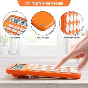 AOAILION Standard Calculator 12 Digit with Large LCD Display and Big Buttons,Cute Calculator,Desktop Calculator for Office, Home, School (Orange+White)