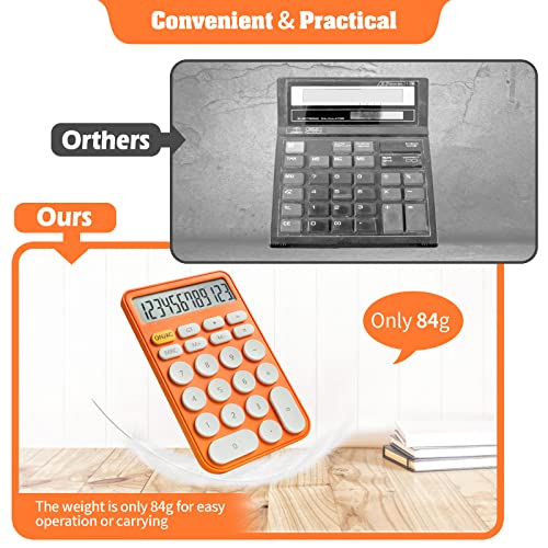 AOAILION Standard Calculator 12 Digit with Large LCD Display and Big Buttons,Cute Calculator,Desktop Calculator for Office, Home, School (Orange+White)