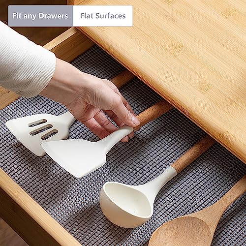 TJWODO Shelf Cabinet Liner,Drawer Liners Non Adhesive Easiest Install Mat, Strong Grip Bottom,Easy Clean Non Slip Shelving Liner for Kitchen Cabinets