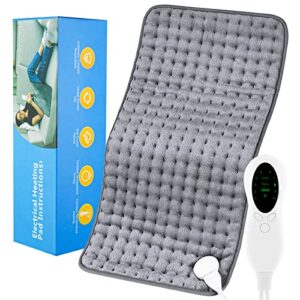 mestop heating pad for back pain cramps and arthritis relief for back,shoulder,neck,knee,leg pain with auto-off,10 fast heating settings cramps,led controller,machine washable (grey12"x 24")