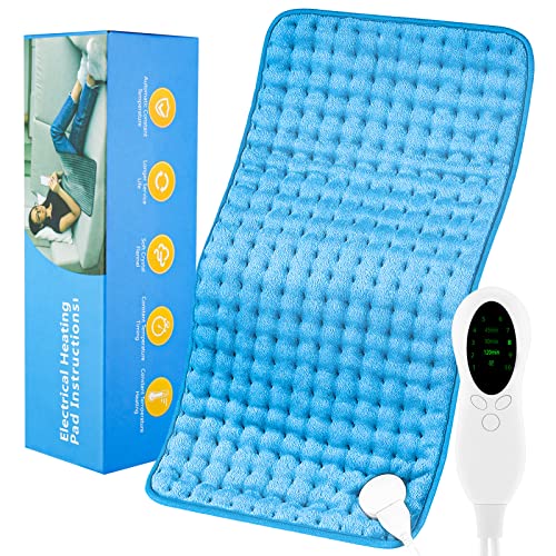 MESTOP Heating Pad for Back Pain Cramps and Arthritis Relief for Back,Shoulder,Neck,Knee,Leg Pain with Auto-Off,10 Fast Heating Settings Cramps,LED Controller,Machine Washable (Grey12"x 24")