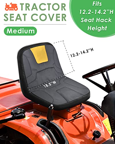 PACETAP Riding Lawn Mower Seat Cover, Heavy Duty 600D Oxford Waterproof Seat Cover with Padding, Durable Tractor Seat Cover Fits Kubota, for Cub Cadet, for Ford, for Mahindra, for Husqvarna (Medium)