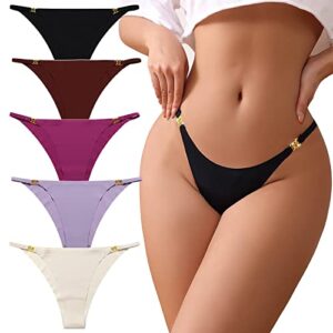 chahoo g-string thongs for women sexy 5 pack seamless women underwear breathable low rise t-back tangas ladies no show panties hipster s-xl