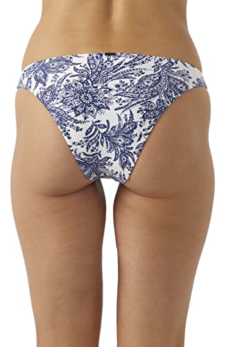 Womens Swim Belle Flower Flamenco Cheeky Bikini Bottom, Medieval Blue, M