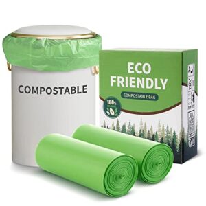eargardin compostable 8 gallon trash bags 100% compost small garbage bag extra thick 0.91 mil for kitchen bathroom bpi certified 30 counts, green