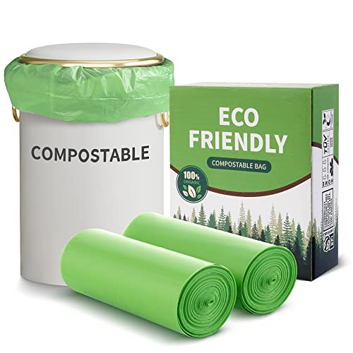 Eargardin Compostable 8 Gallon Trash Bags 100% Compost Small Garbage Bag Extra Thick 0.91 Mil for Kitchen Bathroom BPI Certified 30 Counts, Green