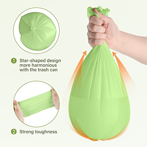 Eargardin Compostable 8 Gallon Trash Bags 100% Compost Small Garbage Bag Extra Thick 0.91 Mil for Kitchen Bathroom BPI Certified 30 Counts, Green