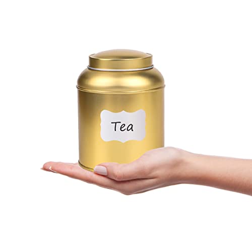 Fvstar 4pcs Tea Tin Canister with Airtight Double Lids 5 oz Can Box Loose Leaf Tea Canister Tea Bag Container Small Kitchen Canisters for Tea,Coffee,Sugar and Spices Storage (Gold)
