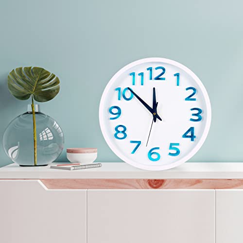 JVXYUIEH 12 Inch Wall Clock, Wall Clocks Battery Operated Modern, Silent Non Tiking Large Wall Clocks for Bedroom, Office Kitchen, Living Room, Classroom Decor (Blue)