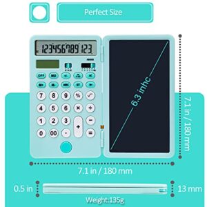 VEWINGL Calculator with Notepad,12 Digit Large Display Office Desk Calcultors,Dual Power Rechargeable and Solar 2 in1 Multi Function Calculator,Suitable for Office,School,Home and Business use (Cyan)