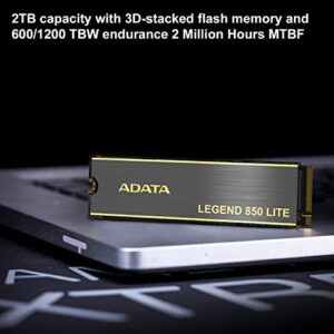 ADATA 2TB SSD Legend 850 LITE, NVMe PCIe Gen4 x 4 M.2 2280 Internal Solid State Drive, Speed up to 5,000MB/s, Storage for Gaming and PC Upgrades, High Endurance with 3D NAND