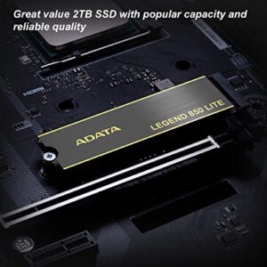 ADATA 2TB SSD Legend 850 LITE, NVMe PCIe Gen4 x 4 M.2 2280 Internal Solid State Drive, Speed up to 5,000MB/s, Storage for Gaming and PC Upgrades, High Endurance with 3D NAND