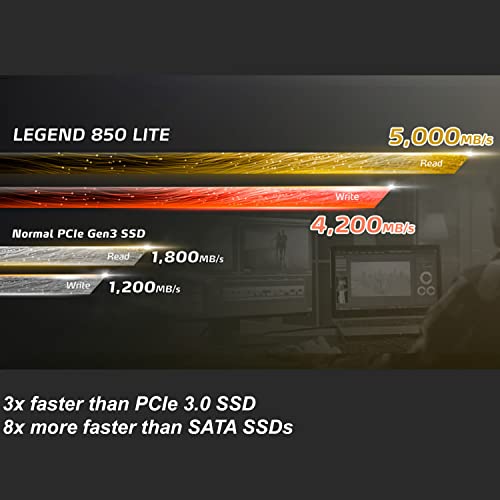 ADATA 2TB SSD Legend 850 LITE, NVMe PCIe Gen4 x 4 M.2 2280 Internal Solid State Drive, Speed up to 5,000MB/s, Storage for Gaming and PC Upgrades, High Endurance with 3D NAND