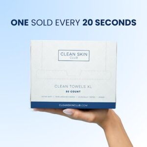 Clean Skin Club Clean Towels XL Travel, 3 Pack USDA Certified 100‪%‬ Biobased Dermatologist Approved Face Towel, Disposable Face Towelette, Facial Washcloth, Makeup Remover Dry Wipes, Ultra Soft, 30CT