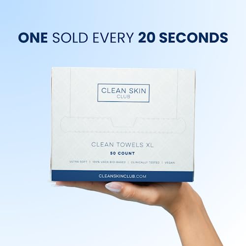 Clean Skin Club Clean Towels XL Travel, 3 Pack USDA Certified 100‪%‬ Biobased Dermatologist Approved Face Towel, Disposable Face Towelette, Facial Washcloth, Makeup Remover Dry Wipes, Ultra Soft, 30CT