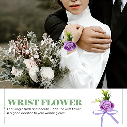 VOSAREA Wedding Decorations Wedding Decorations Artificial Flower Corsage Bracelet Bridesmaid Bride Wrist Corsage Wristlet Band for Wedding Flower Bracelet Wedding Decor