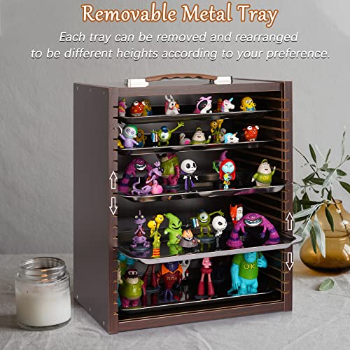Cathyeen Miniature Display Case Display Cases for Collectibles Miniatures Storage Case Display Shelves Shelf for Collectibles for Mini Action Figures Valuable Collectibles or Crystal Stone (Black)