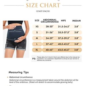 HOFISH Women's Over The Belly Maternity Shorts Support Pregnancy Shorts Breathable Jeans Shorts LightBlue+Black L