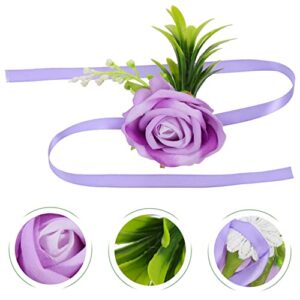 Beavorty Corsage Bracelet Artificial Flower Wrist Corsage Wristlet for Bride Bridesmaid