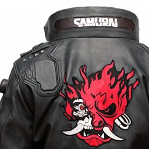 DRIPFLEX Charcoal Black Cyberpunk 2077 Ultimate Gaming Samurai Motorcycle Real Leather Bomber Cosplay Jacket Costume