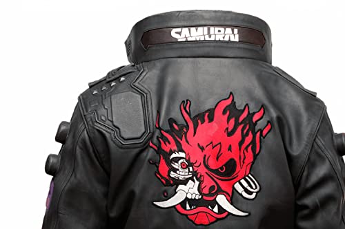 DRIPFLEX Charcoal Black Cyberpunk 2077 Ultimate Gaming Samurai Motorcycle Real Leather Bomber Cosplay Jacket Costume