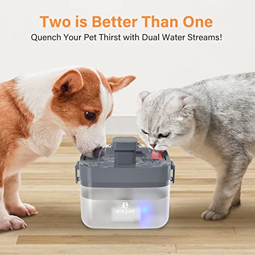 Cat Water Fountain: ELS PET Automatic Cat Fountain, USB 20dB Ultra-Quiet Pet Water Fountain, Translucent Mini Water Tank, 1.5L/50.7oz Cat Water Bowl for Small to Medium Size Cat Dog