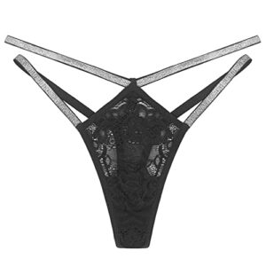 Banamic Women's Glitter Thong Strappy Lace Underwear Panties