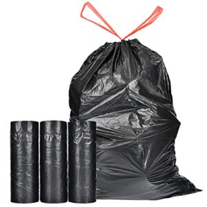 ultra strong 15 gallon drawstring trash bags (102 count) large heavy duty thicken plastic tall kitchen garbage bags black for kitchen office lawn yard by glasho