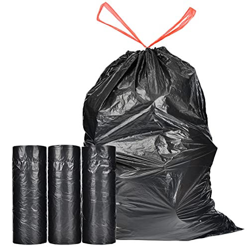 Ultra Strong 15 Gallon Drawstring Trash Bags (102 Count) Large Heavy Duty Thicken Plastic Tall Kitchen Garbage Bags Black for Kitchen Office Lawn Yard by Glasho